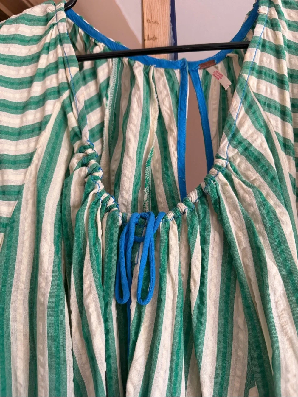 Free People Green and White Striped Peasant Tunic - Picture 3 of 6